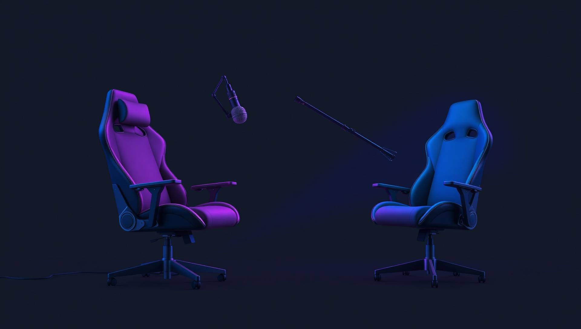 Poltrona da gaming e microfono